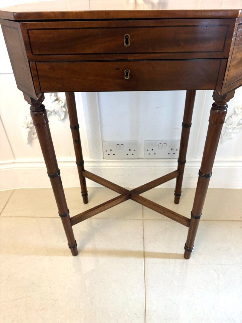 Antique Georgian Mahogany Lamp / Work Table With Removable Sewing Basket - Image 11